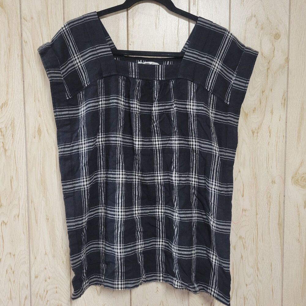 Eliot Black & White Cotton Wool Blend Boxy Blouse